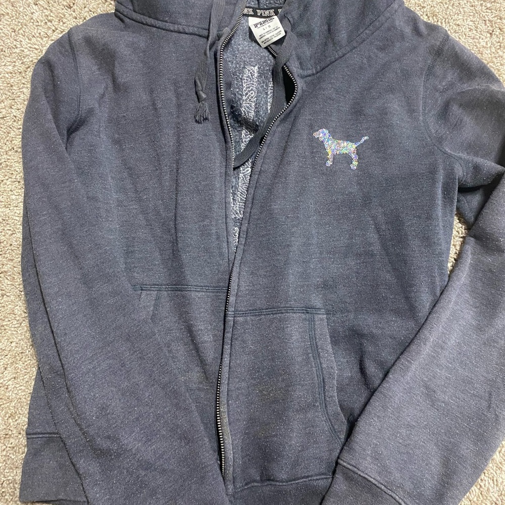 Victoria's Secret Pink Gray Zip-Up Hoodie